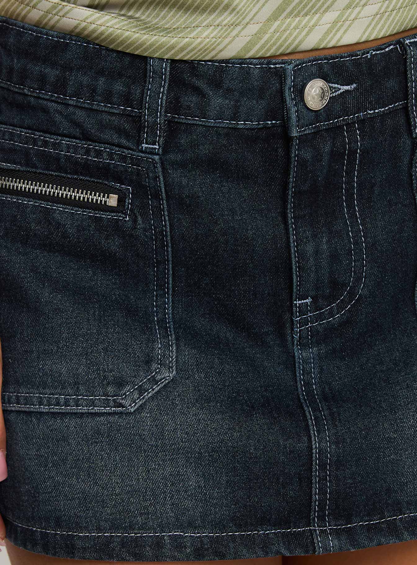 Lafina Zip Mini Skort Dark Wash Denim、mySite、solidvoid