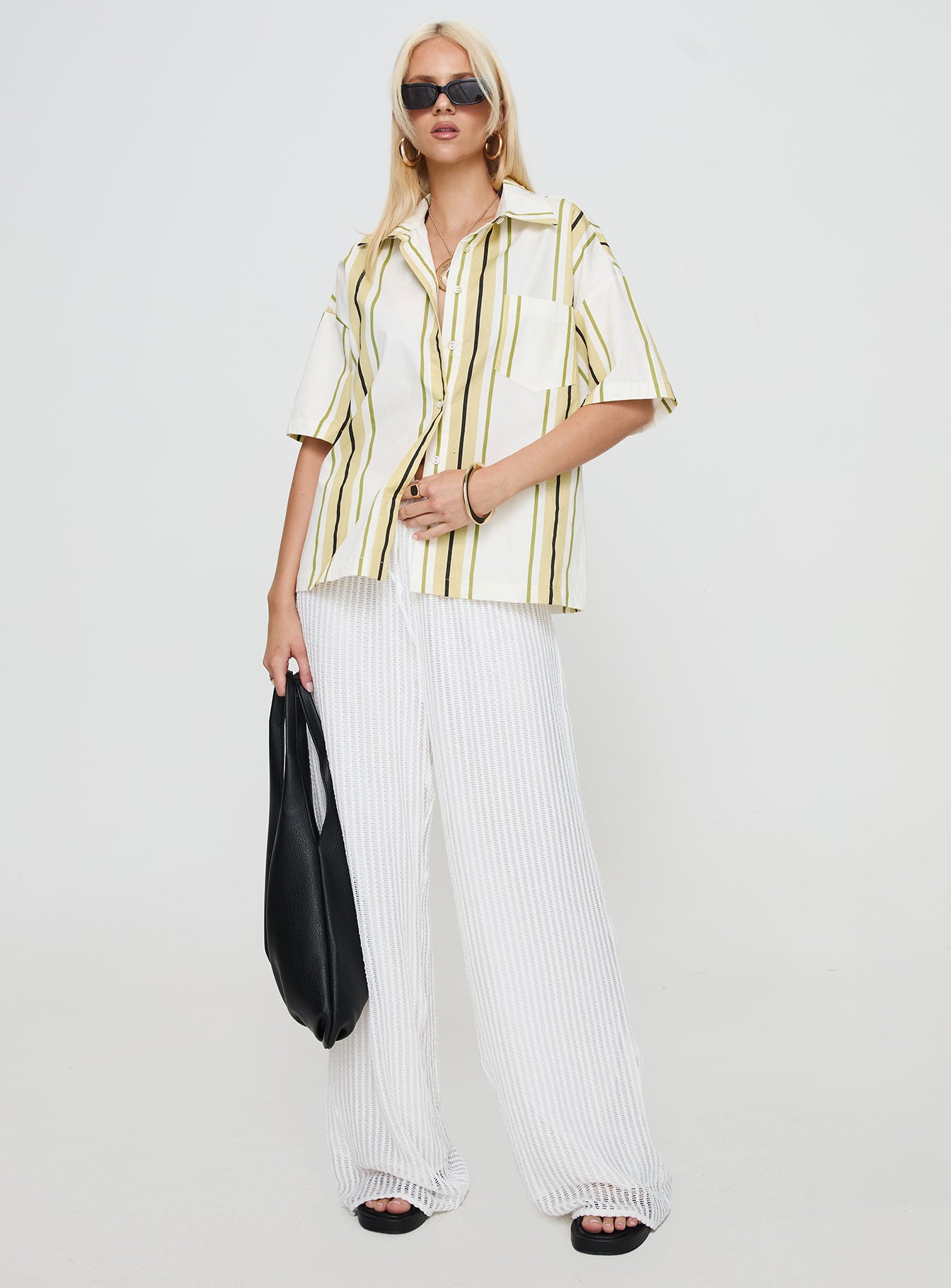 Karyn Top White / Yellow Stripe、mySite、solidvoid