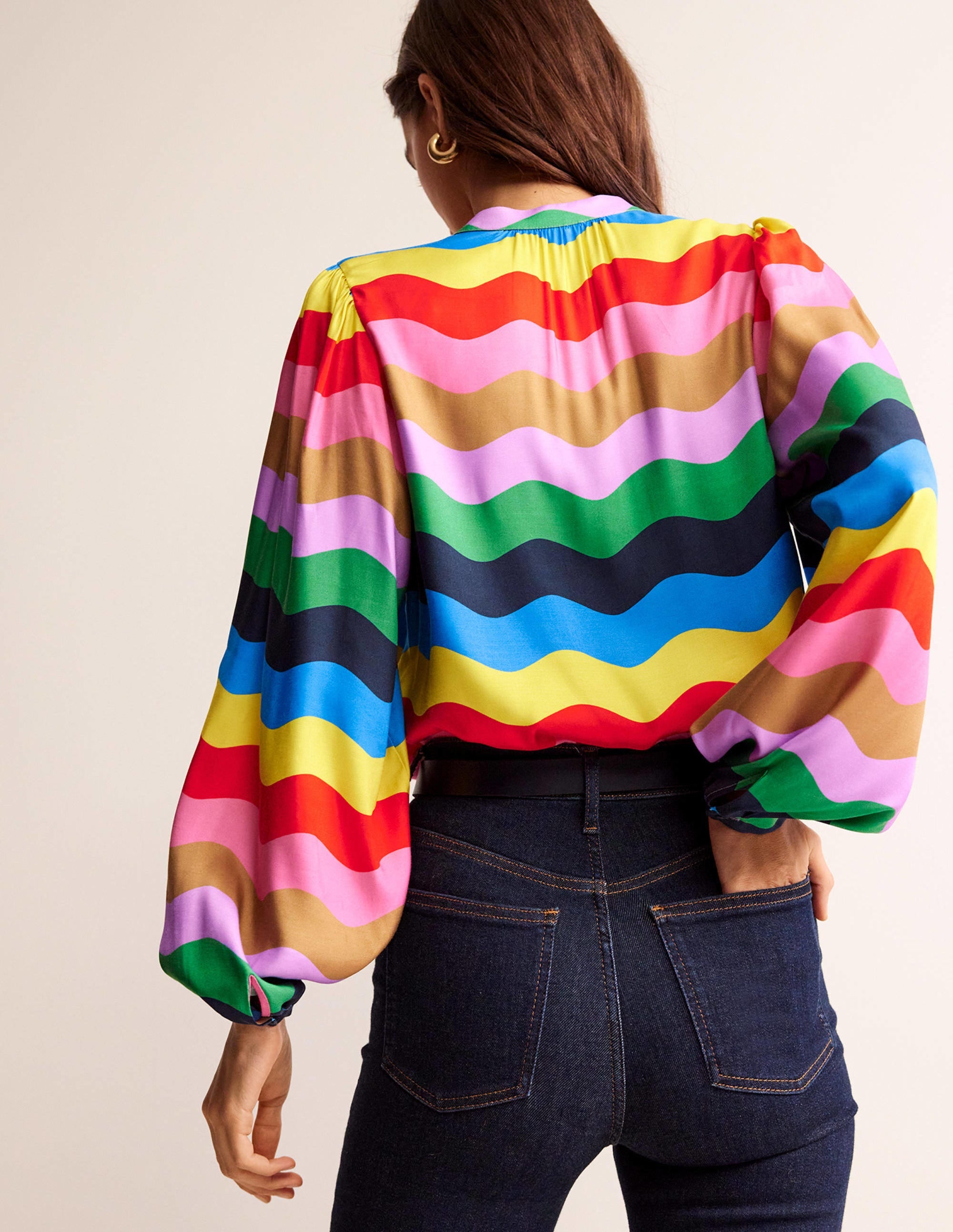 Blouson Sleeve Blouse-Multi, Rainbow Wave、mySite、ashleygrahame