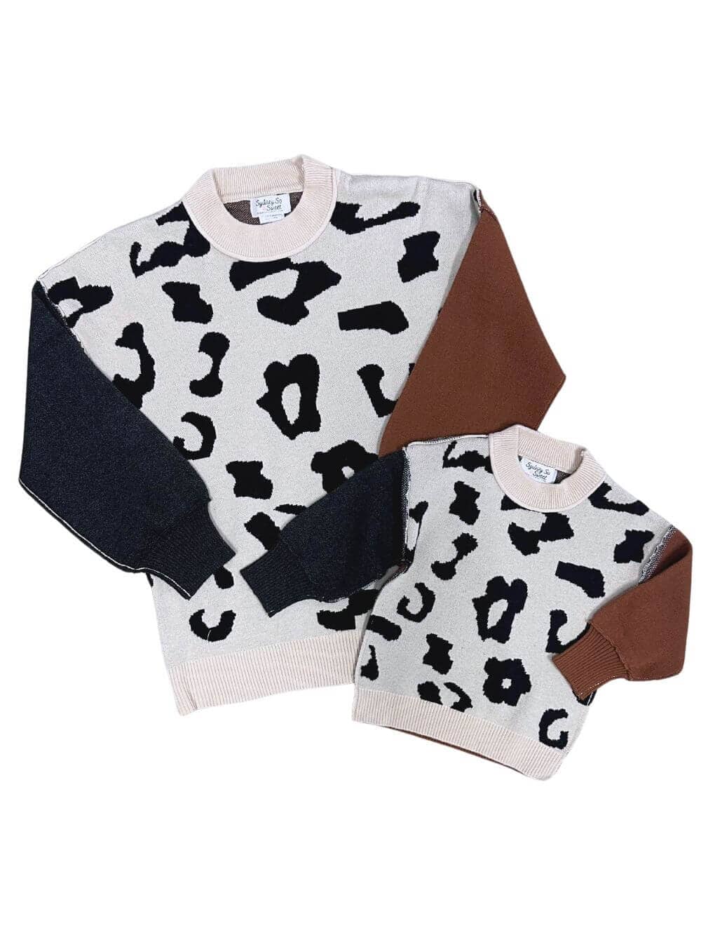 Mommy & Me - Fall Leopard Exposed Seam Matching Sweaters、mySite、camillekostekn