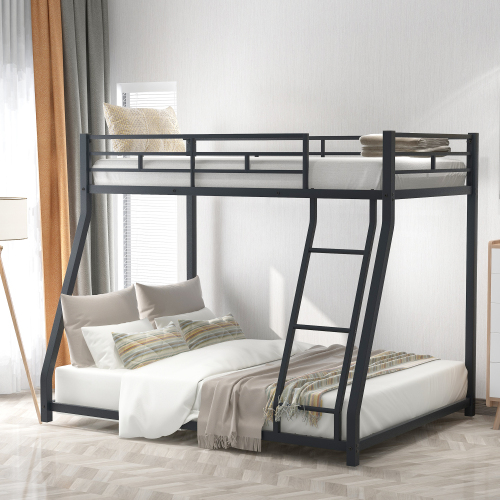 Metal Floor Bunk Bed, Twin over Full,Black(OLD SKU:MF193244AAB)、、casual