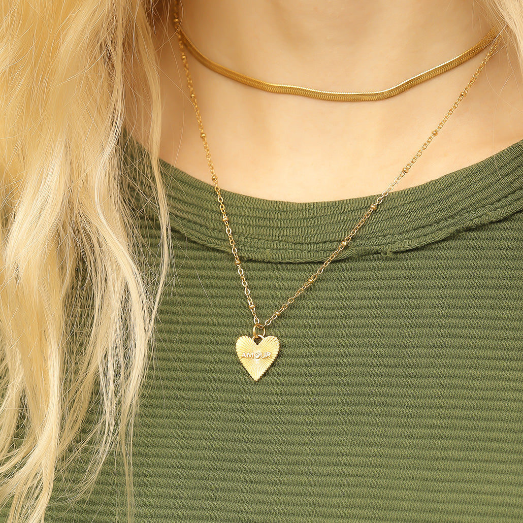 18K Gold PVD Stainless Steel Sunburst Heart Amour Charm / PDL0232、mySite、dreamappss