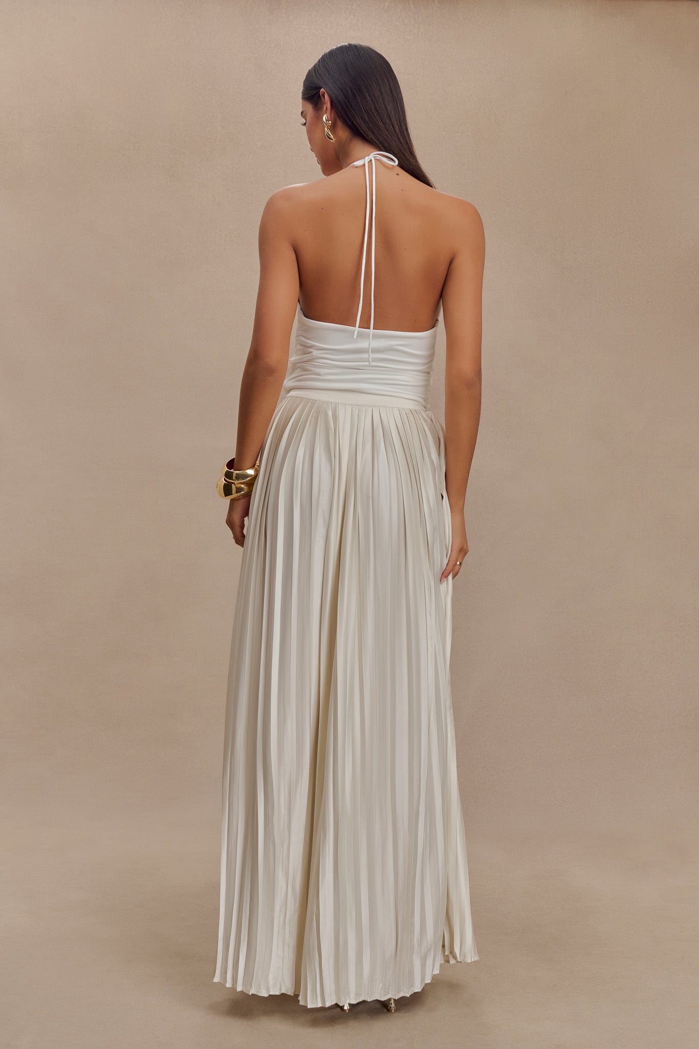 Tyla Draped Slinky Halter Top - White、mySite、solidvoid