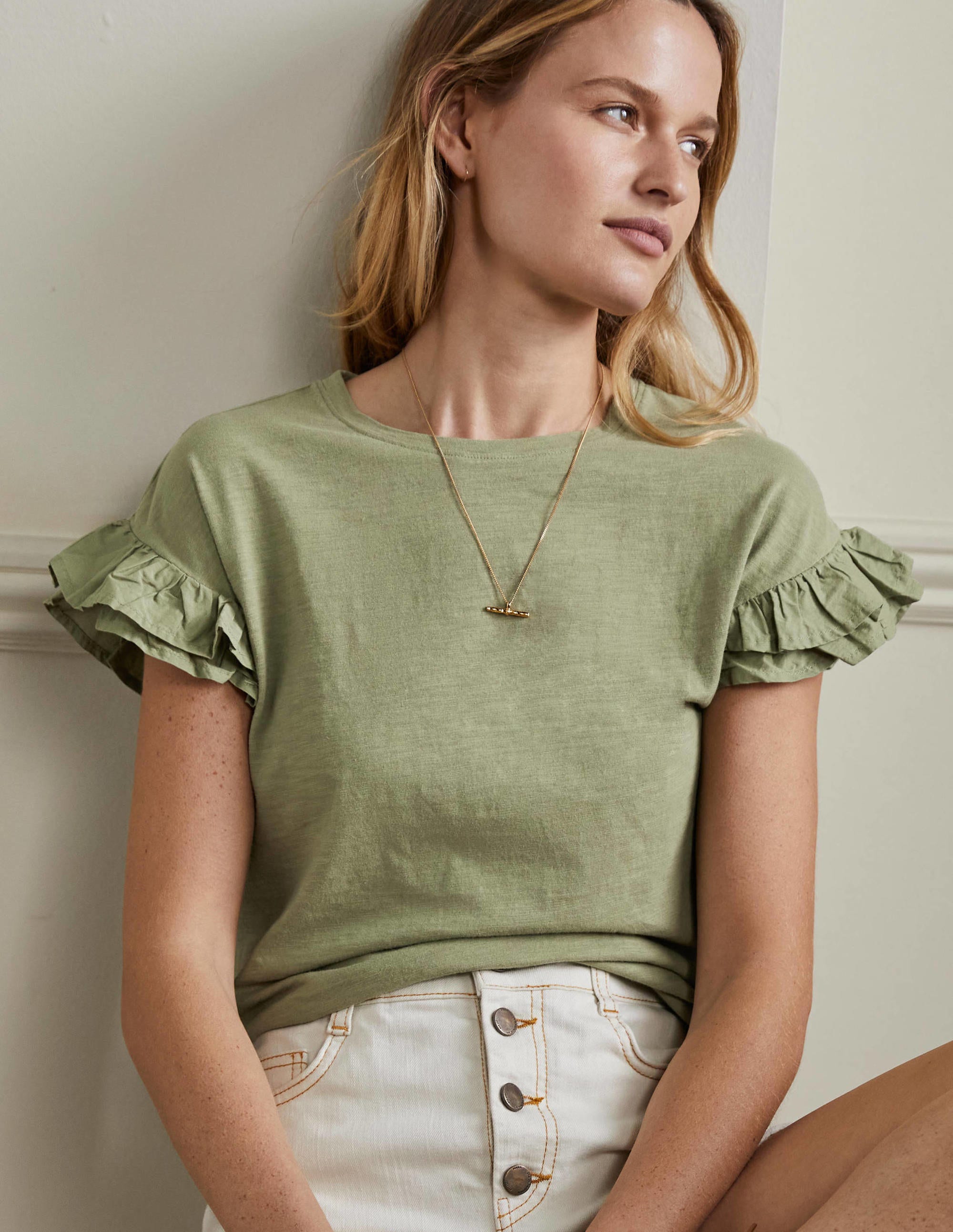  Woven Frill Sleeve T-shirt-Rainforest Floor、mySite、ashleygrahame
