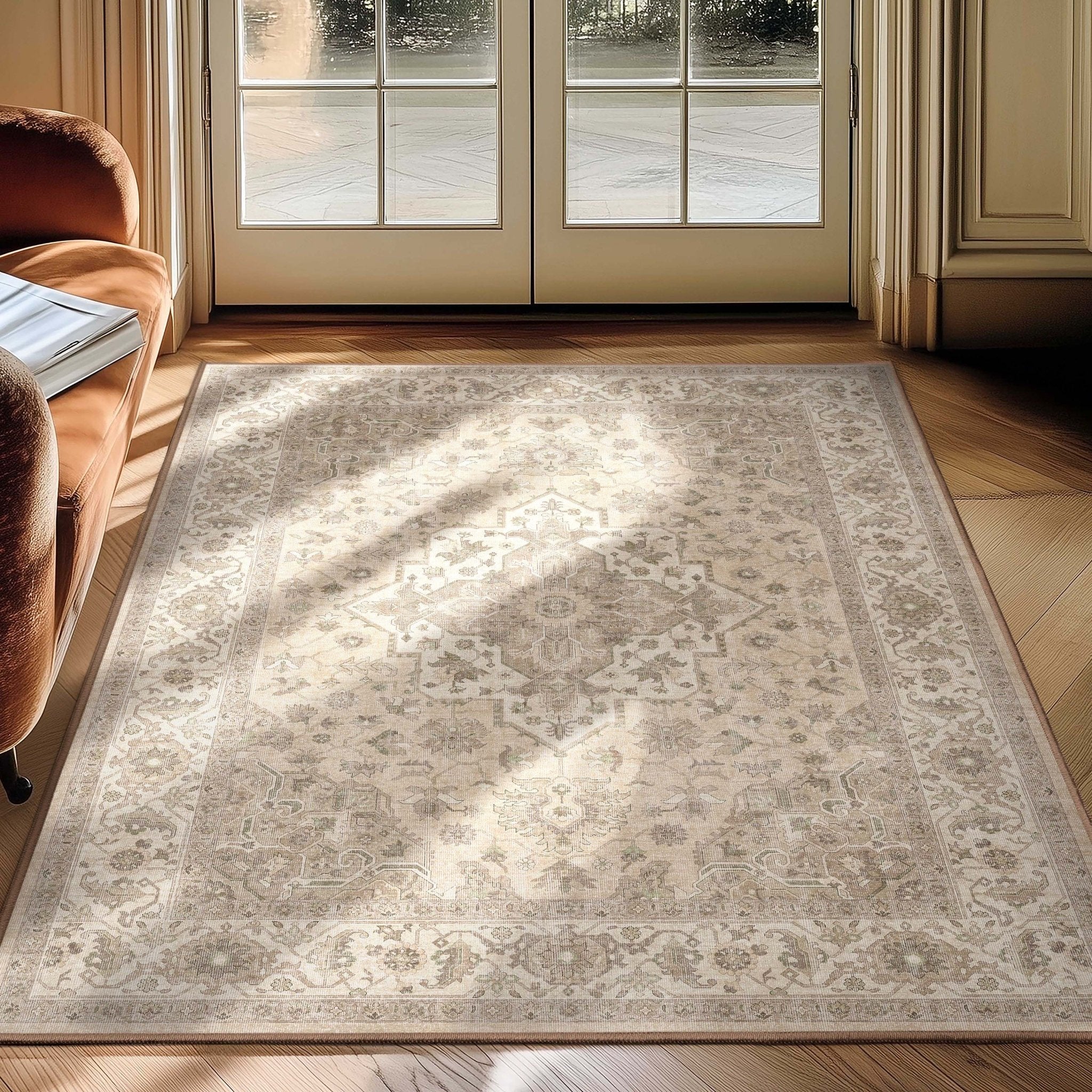 Summit Vintage Medallion Diamond Pattern Rug - Easy Clean, Stylish Elegant Design、mySite、gigharbornorthrealestate