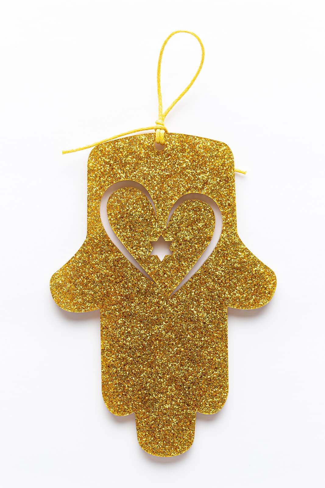 Petite Wall Hamsa with Heart - Gold Glitter、mySite、topwebapps