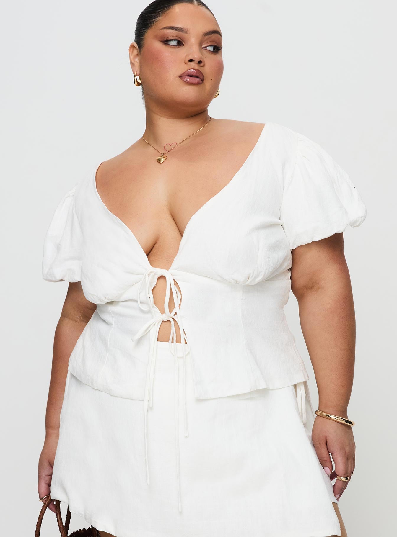 Wilhelmina Blouse Top White Curve、mySite、solidvoid