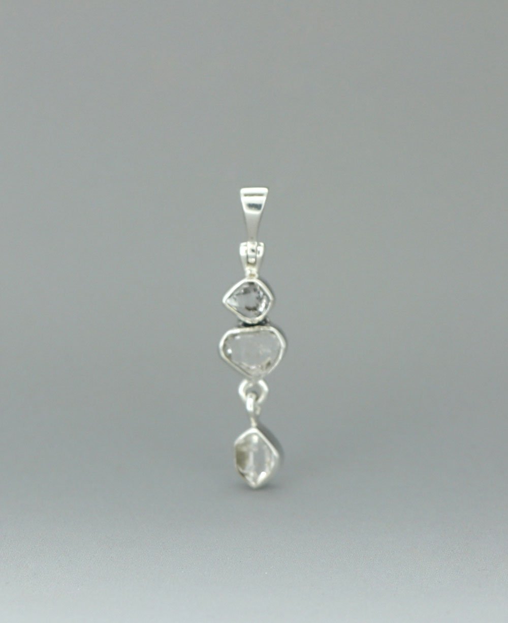 Sterling Silver Herkimer Quartz Triple Stone Pendant、mySite、topwebapps