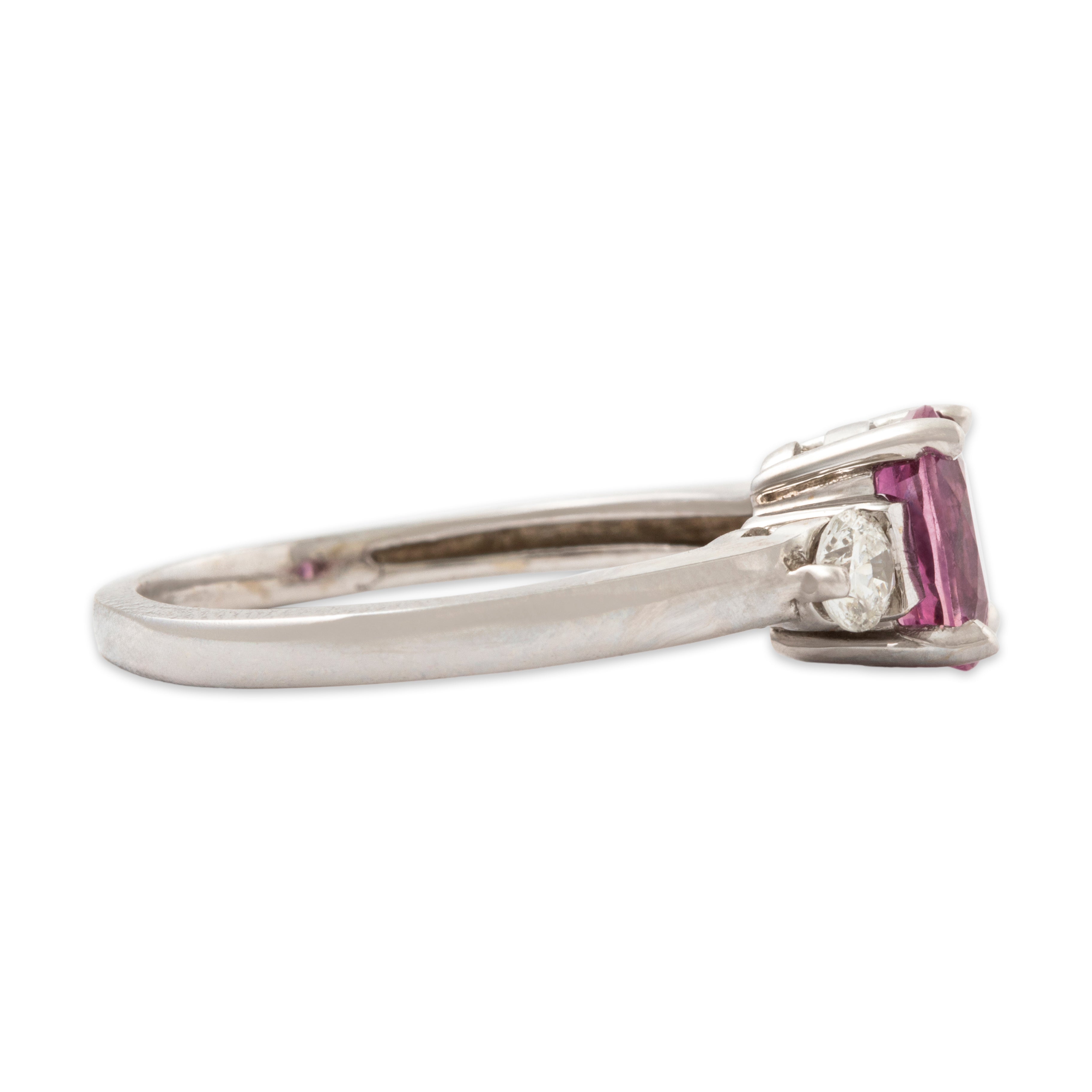 Estate 14k White Gold .93ct Pink Sapphire .26cttw Diamond Trio Ring 6.75、mySite、hinf8tx79