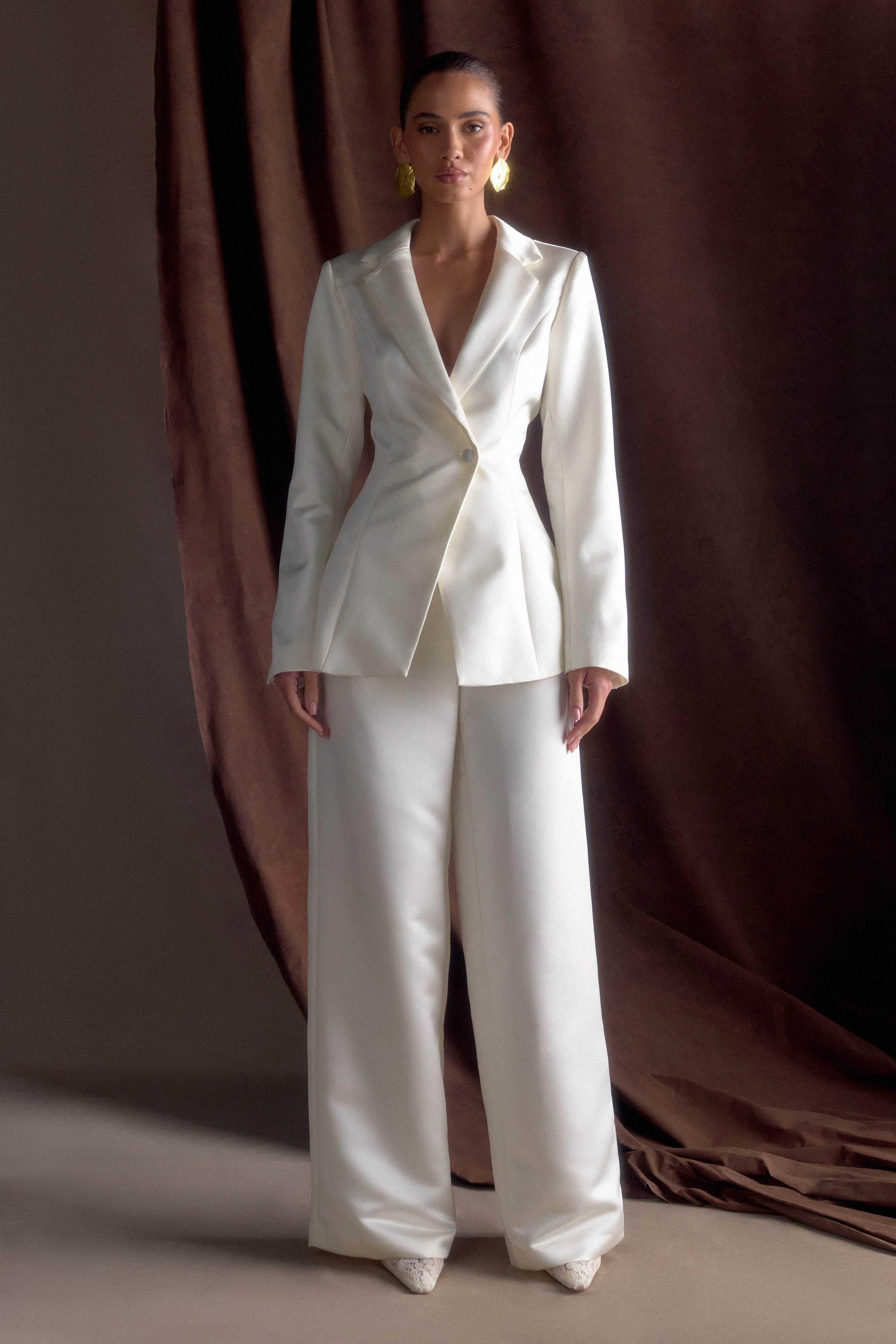 Ada Satin Straight Leg Pant - Ivory、mySite、solidvoid