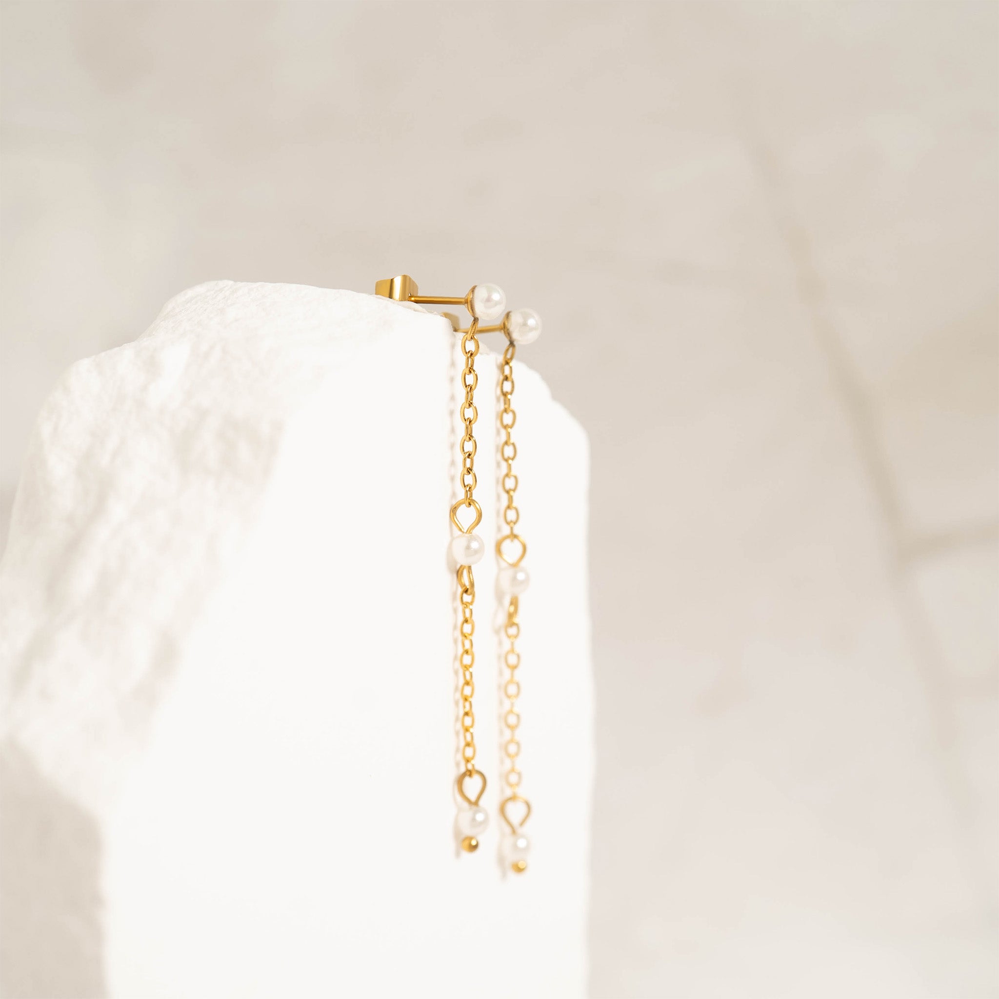 18K Gold PVD Stainless Steel Pearl Dangle Earrings / ERJ0063、mySite、dreamappss