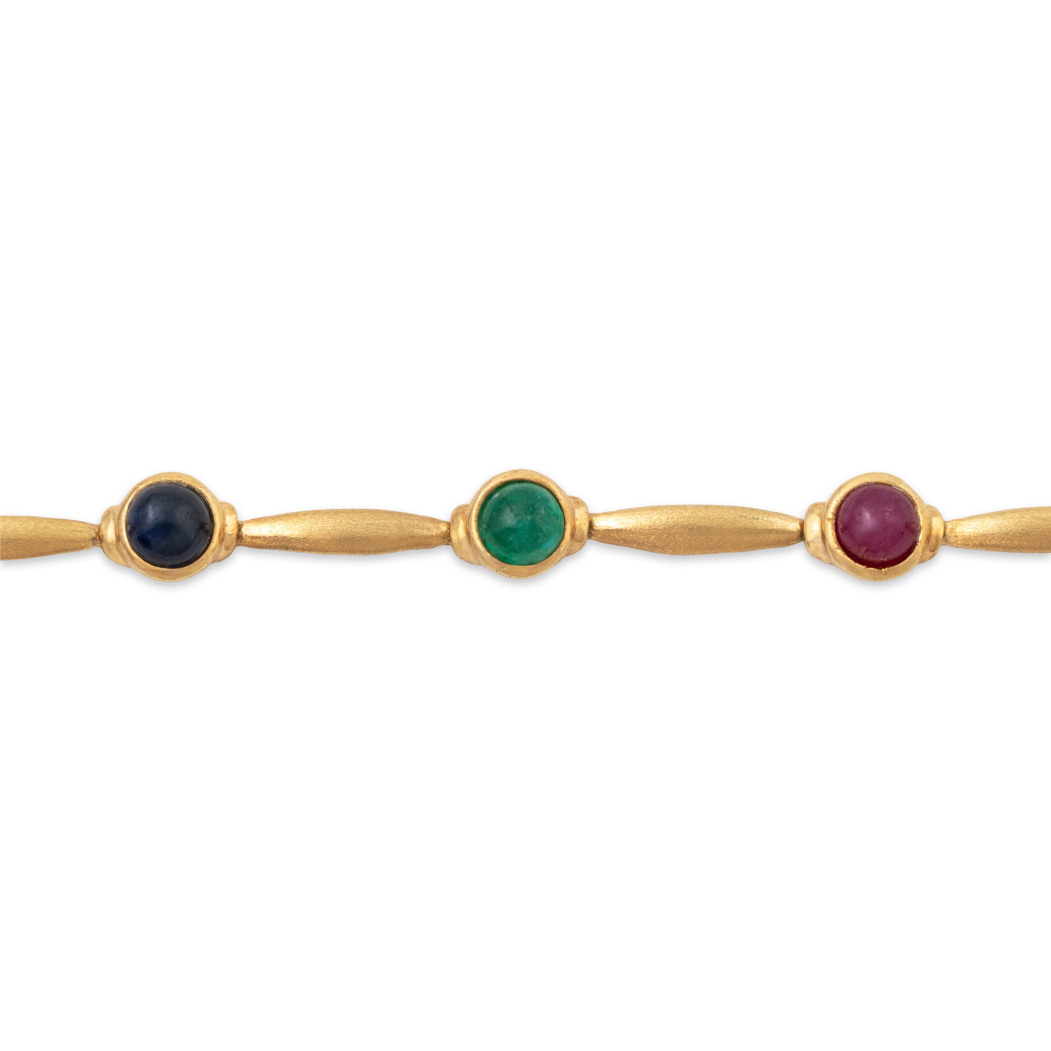 Vintage 14k Yellow Gold 4.92ct Ruby, Sapphire & Emerald Cabochon Bracelet 7.75、mySite、hinf8tx79