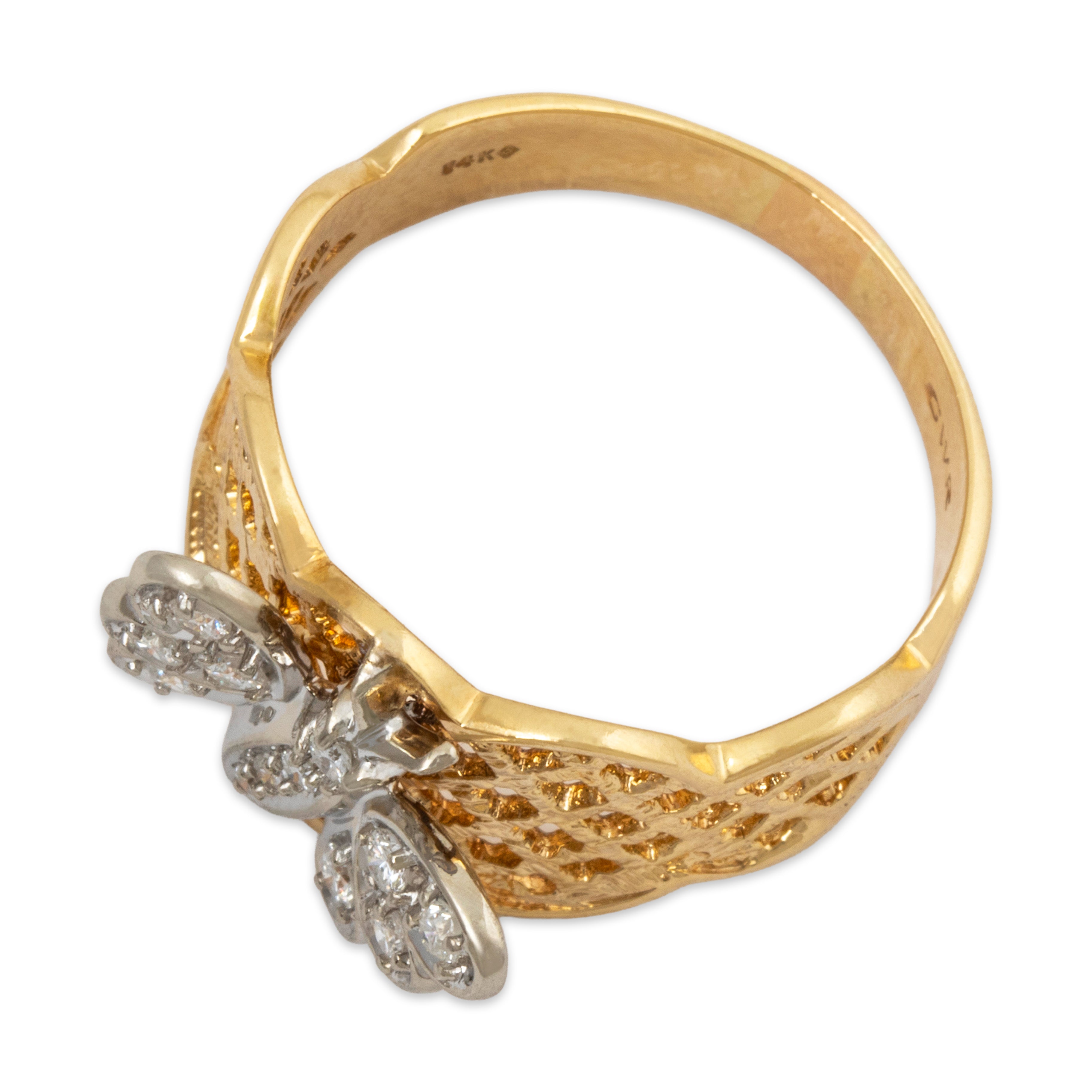 Vintage 14k Yellow & White Gold Diamond Wonderful Figural Butterfly Ring 8.25、mySite、hinf8tx79