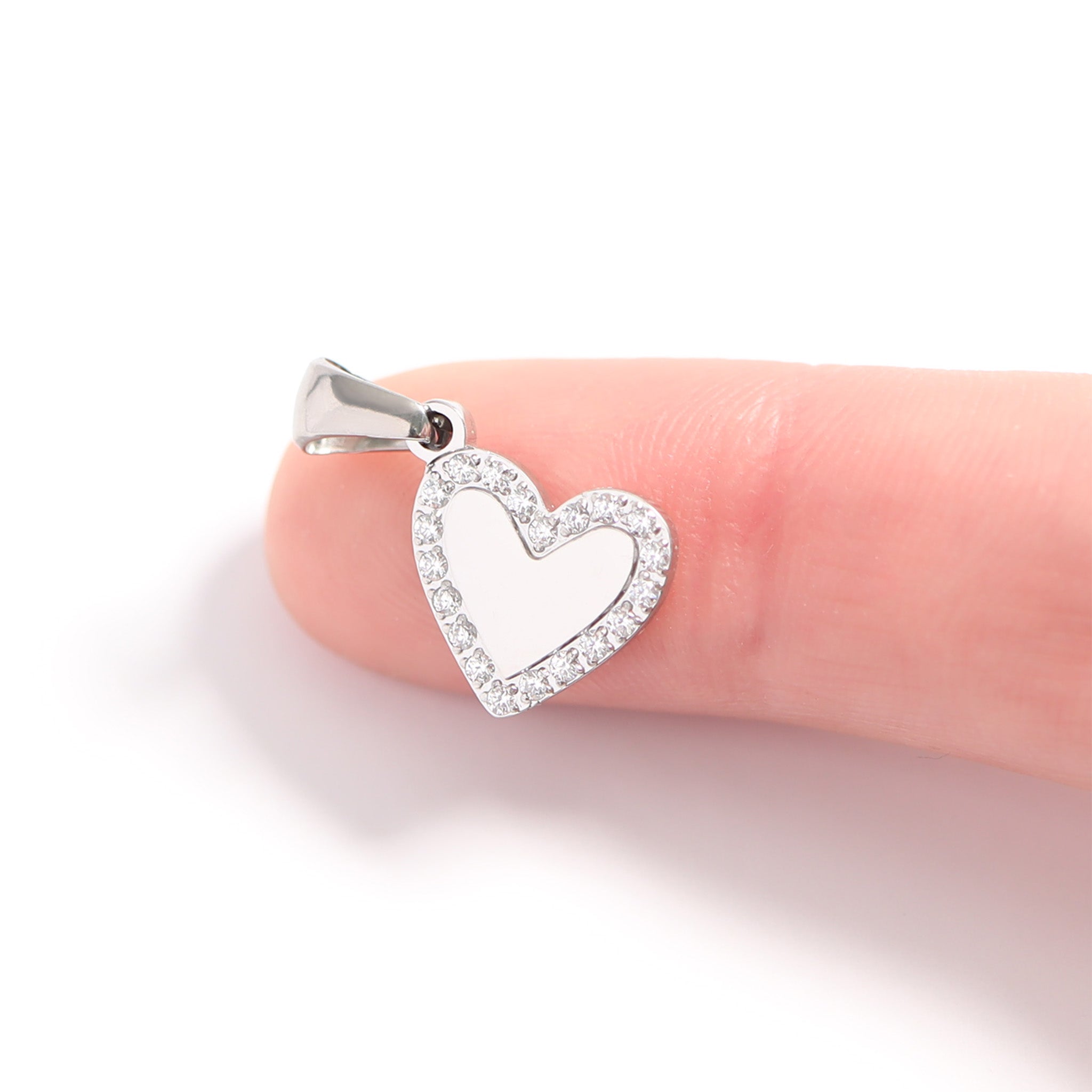 18K Gold PVD Stainless Steel CZ Heart Charm / SBB0289、mySite、dreamappss