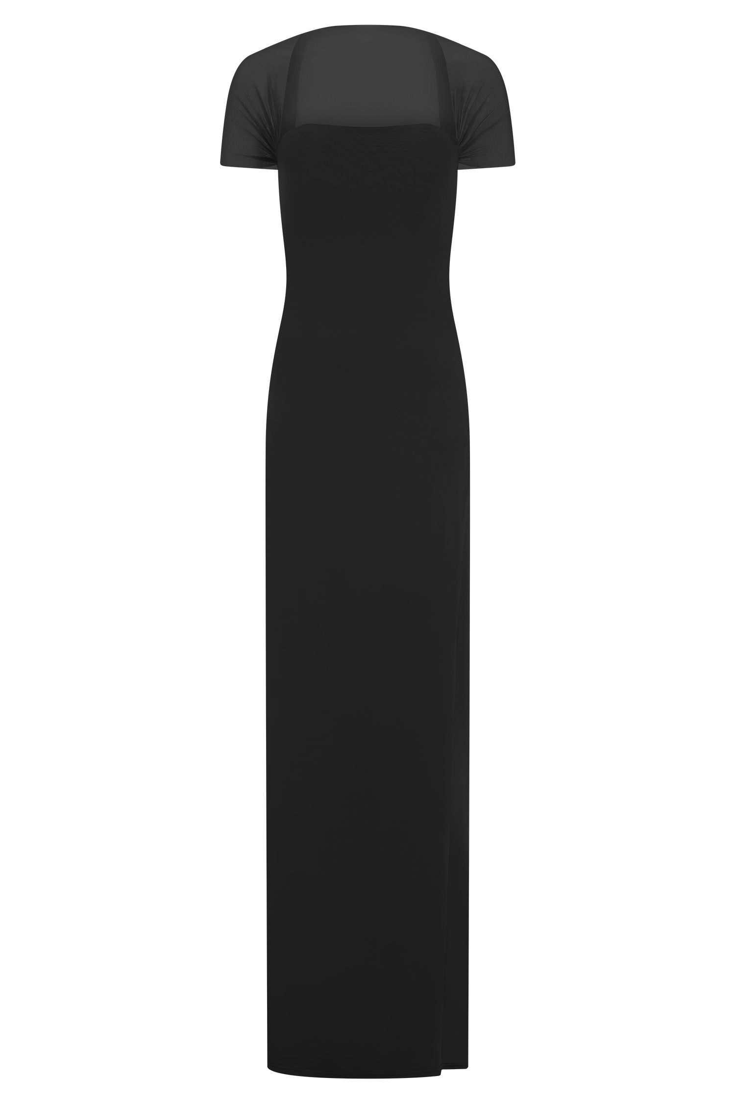 Wyatt Slinky And Mesh Maxi Dress - Black、mySite、solidvoid