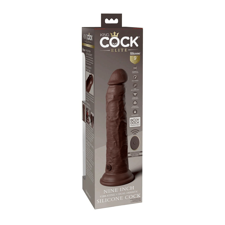 King Cock Elite 9 Inch Dual Density Vibrating Silicone Dildo with Remote、mySite、bottomscart