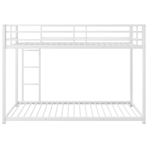 Full over Full Metal Bunk Bed, Low Bunk Bed with Ladder, Black(Old SKU:MF197034AAB)、、casual