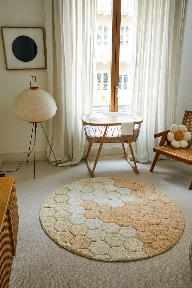 WASHABLE ROUND RUG HONEYCOMB GOLDEN、mySite、gigharbornorthrealestate