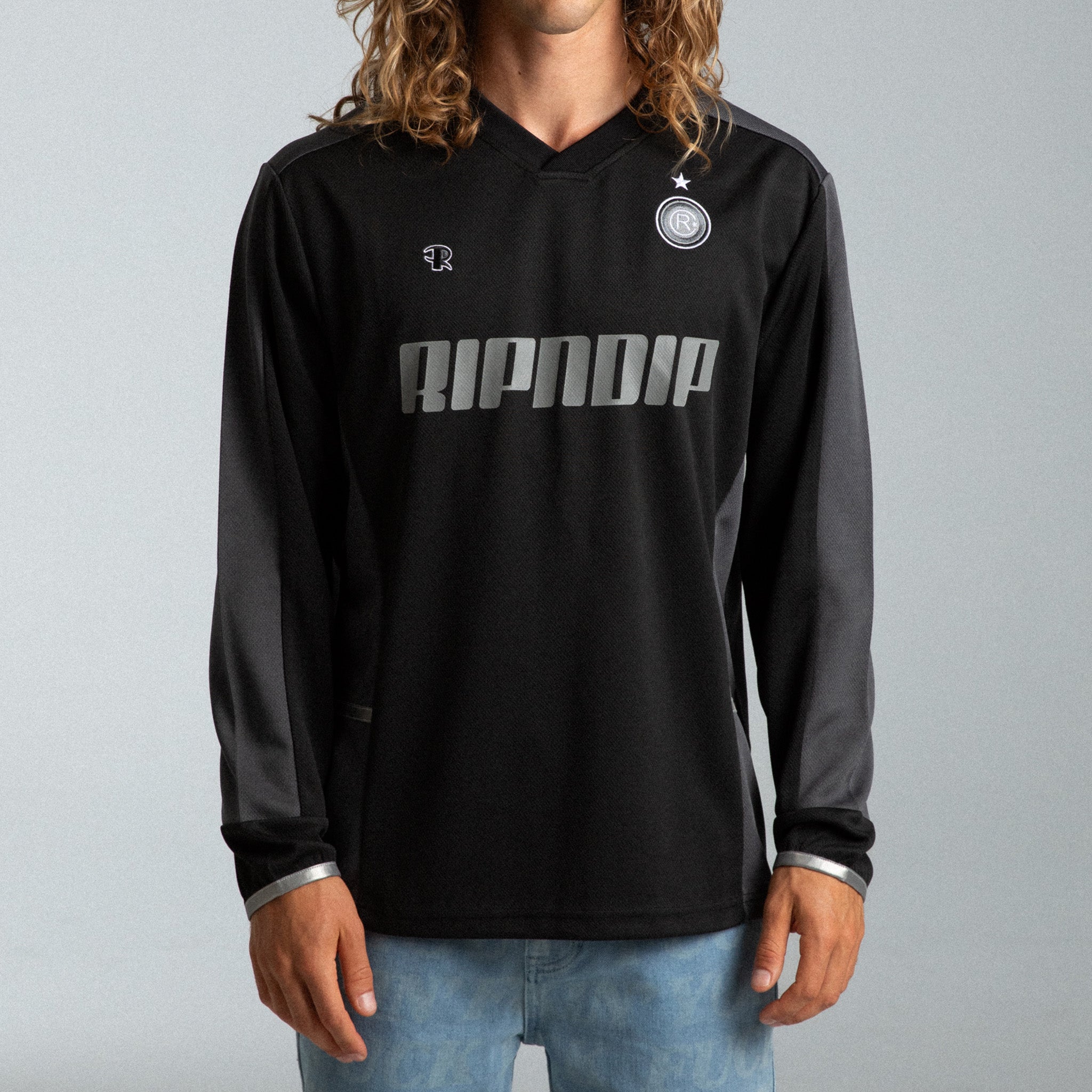  RIPNDIP FC Long Sleeve Soccer Jersey (Black / Charcoal)、mySite、merchandisen