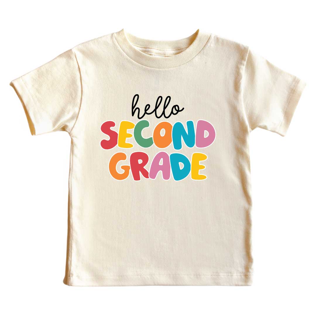  Hello New Grade Kids Graphic Tee | Natural、mySite、layawaytickets