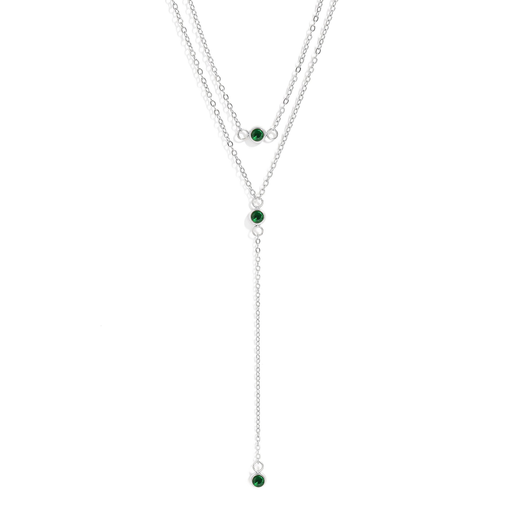 18K Gold PVD Stainless Steel Lariat Necklace CZ Stone Necklace / CHN0066、mySite、dreamappss