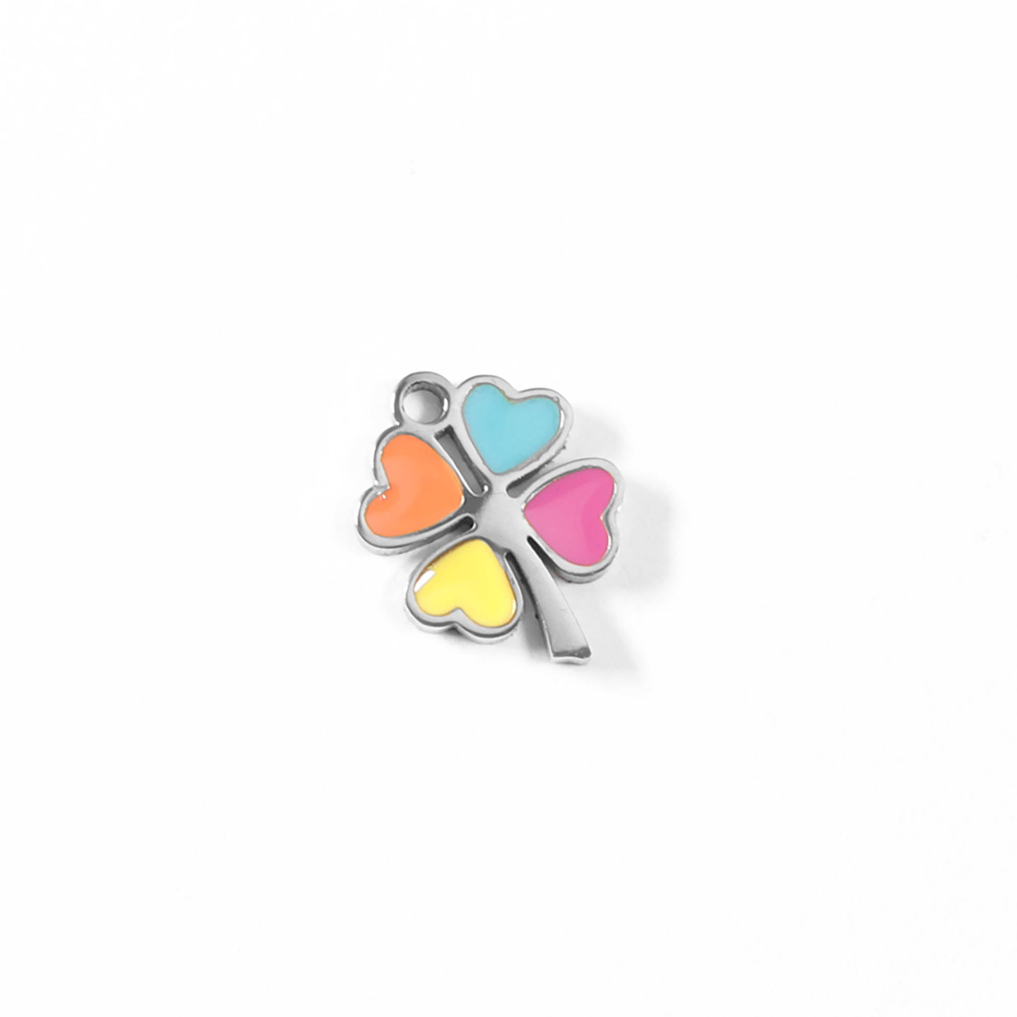 18K Gold PVD Stainless Steel Epoxy Multi-Colored 4 Leaf Clover Charm / PDL0085、mySite、dreamappss