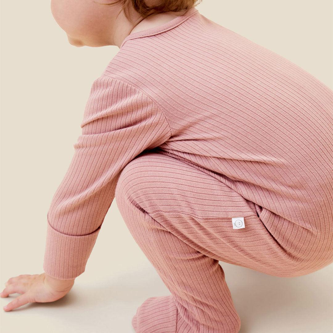  MORI Ribbed Two Way Zip-Up Sleepsuit - Rose、mySite、merchandisen