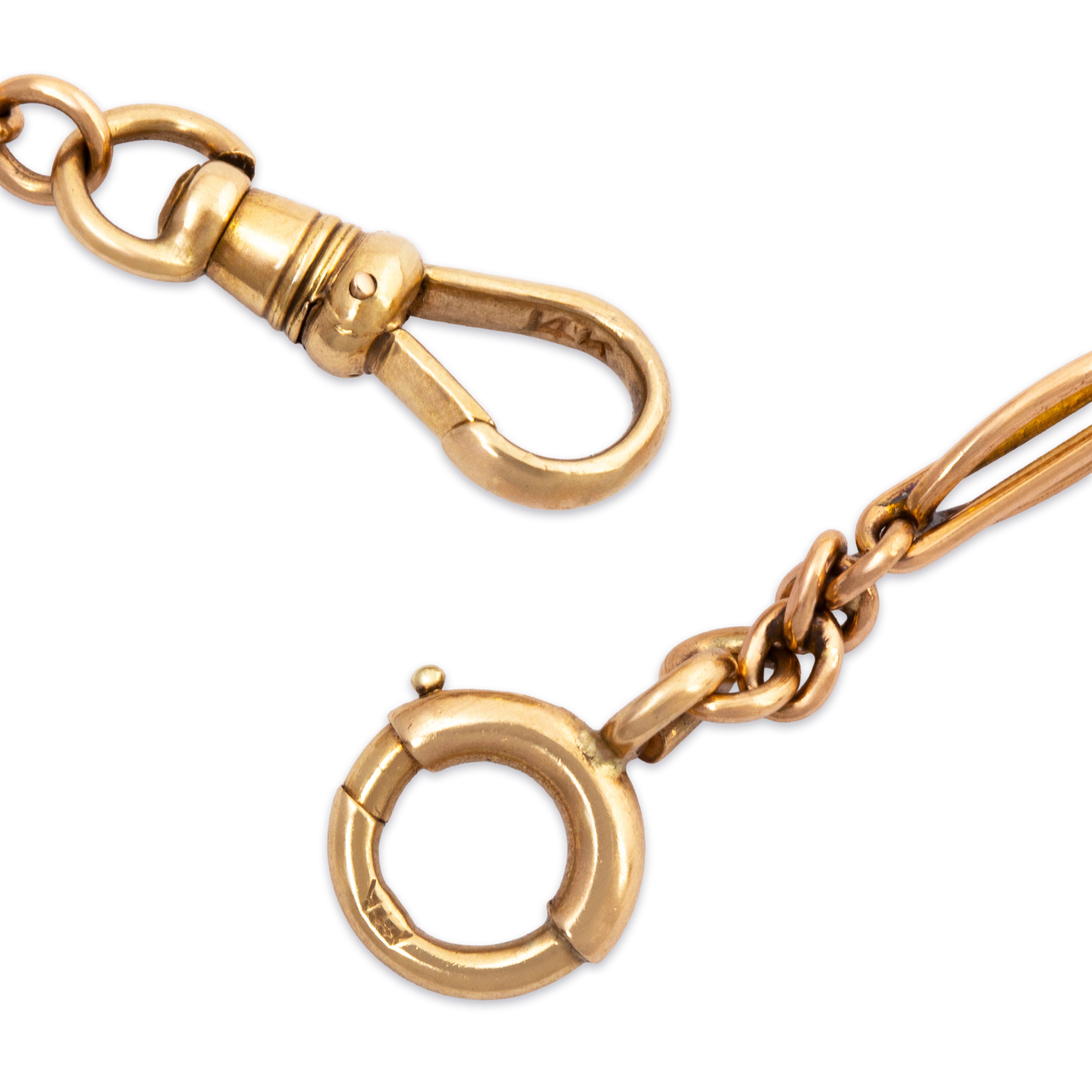 Antique 14k Rosy Yellow Gold Oval Link Watch Chain Double Bracelet 6.5、mySite、hinf8tx79