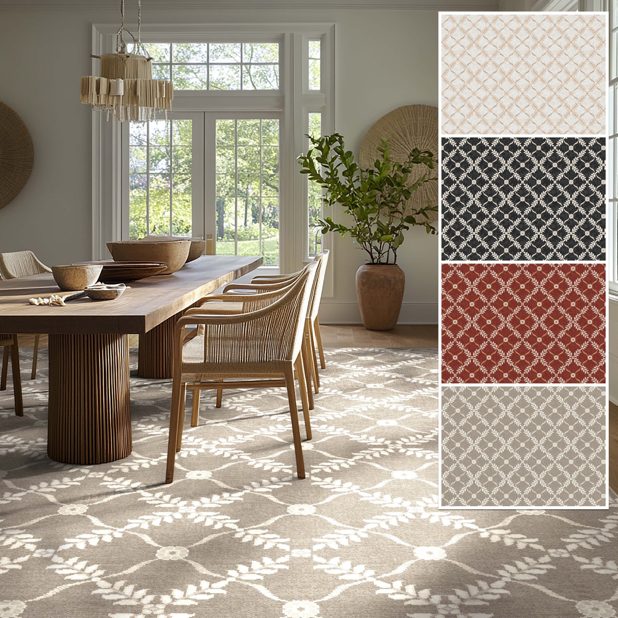 Aldwyn Custom Rug - Traditional Lattice Pattern, Easy Clean, Low Pile, Personalized Sizes、mySite、gigharbornorthrealestate