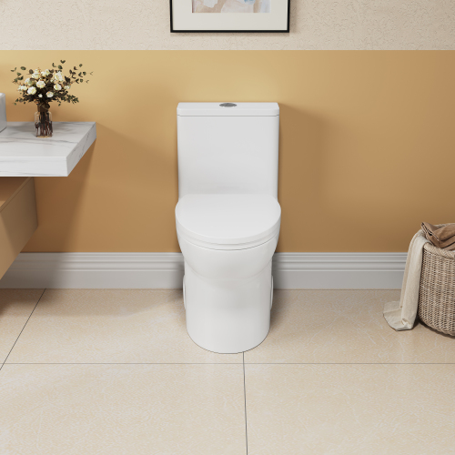 1.1/1.6 GPF Elongated Comfort Height Floor Mounted One-Piece Toilet, CUPC Certified, WaterSense Cetified, Ceramic, White Color, Soft Close Seat、、xpatfood