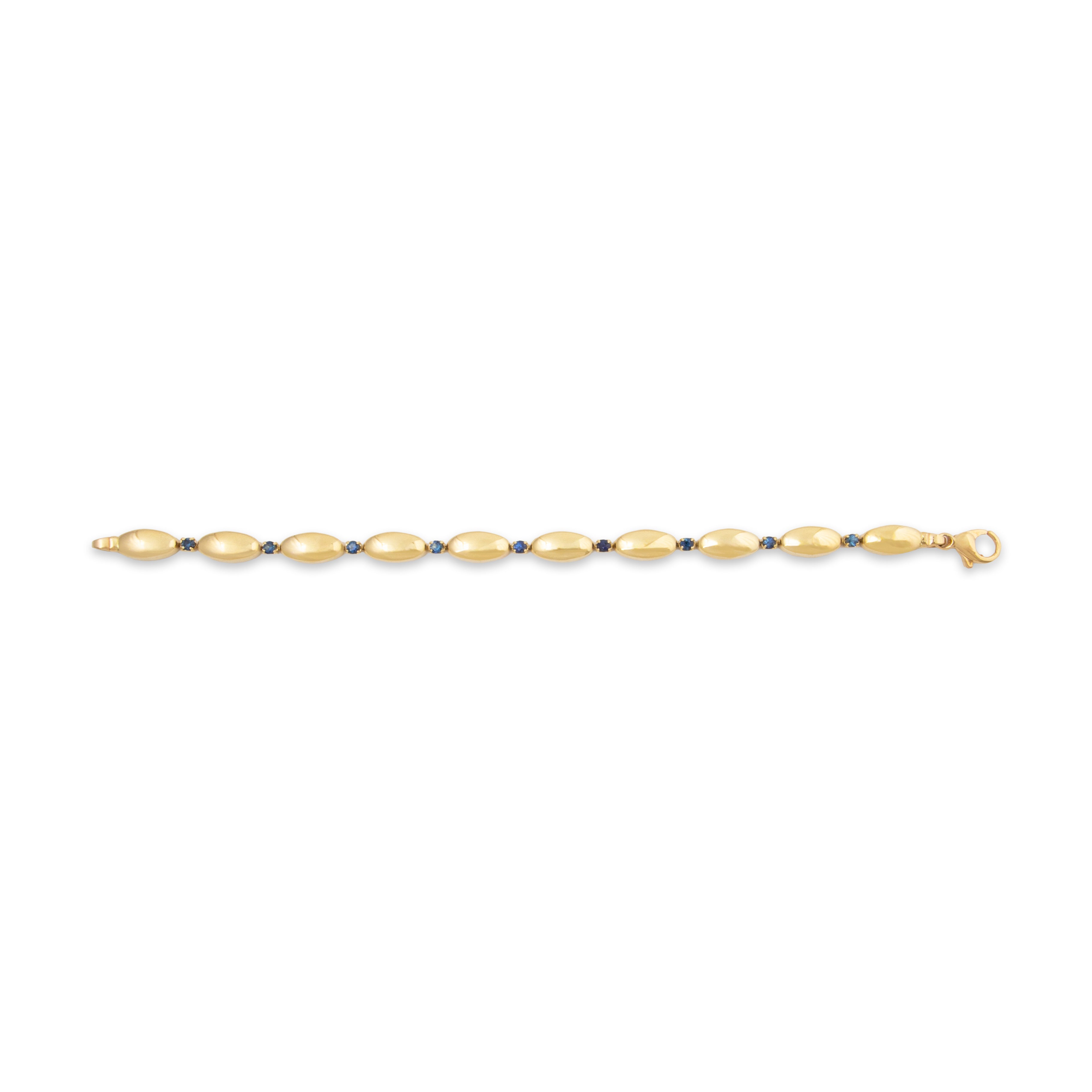 Vintage Italian 14k Yellow Gold Blue Sapphire Oblong Line Bracelet 6、mySite、hinf8tx79