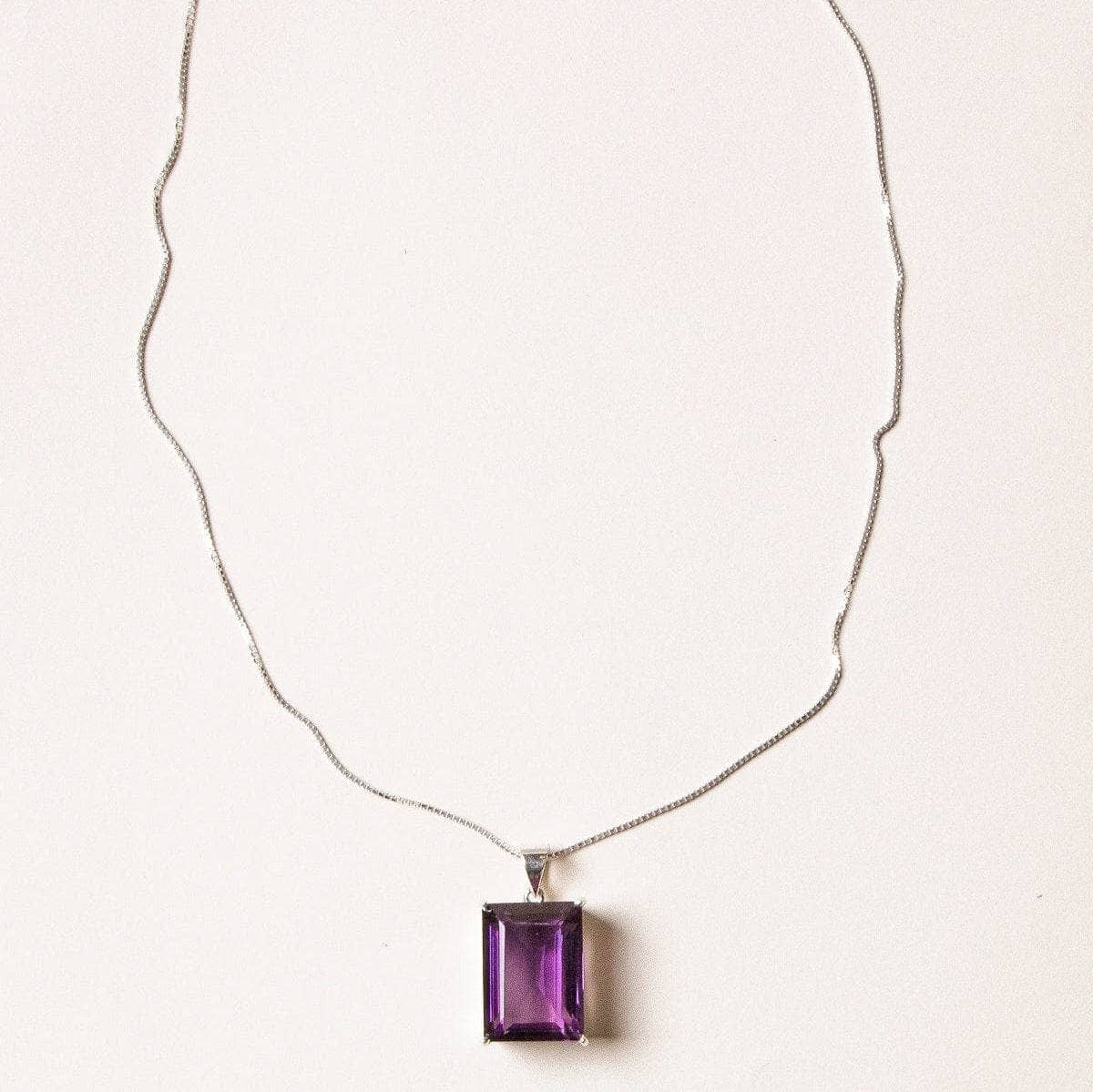Faceted Square Amethyst Gemstone Necklace - 1 of a Kind、mySite、hinf8tx79
