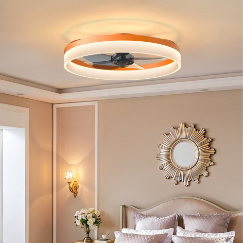 Ceiling Fans with Lights Dimmable LED Embedded installation of thin modern ceiling fans(Pink)、、eastwooduniform