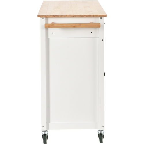 Kitchen Island Cart with Solid Wood Top and Locking Wheels,54.3 Inch Width,4 Door Cabinet and Two Drawers,Spice Rack, Towel Rack (White)、、casual
