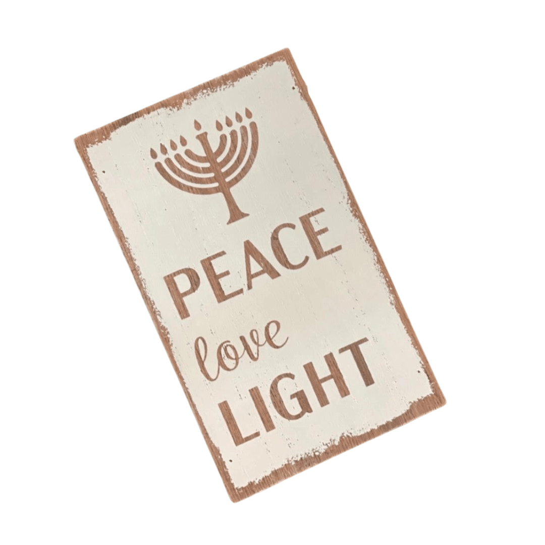 Peace, Love, Light Menorah Wood Block、mySite、topwebapps