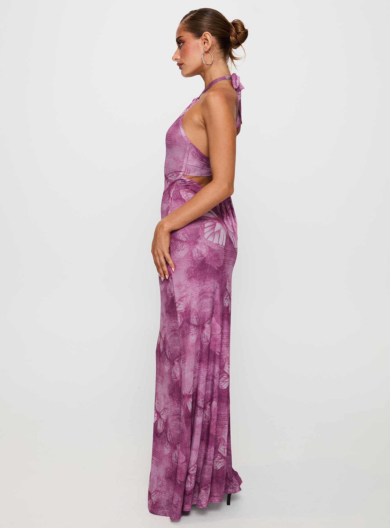 Nathaleia Halter Maxi Dress Purple、mySite、solidvoid