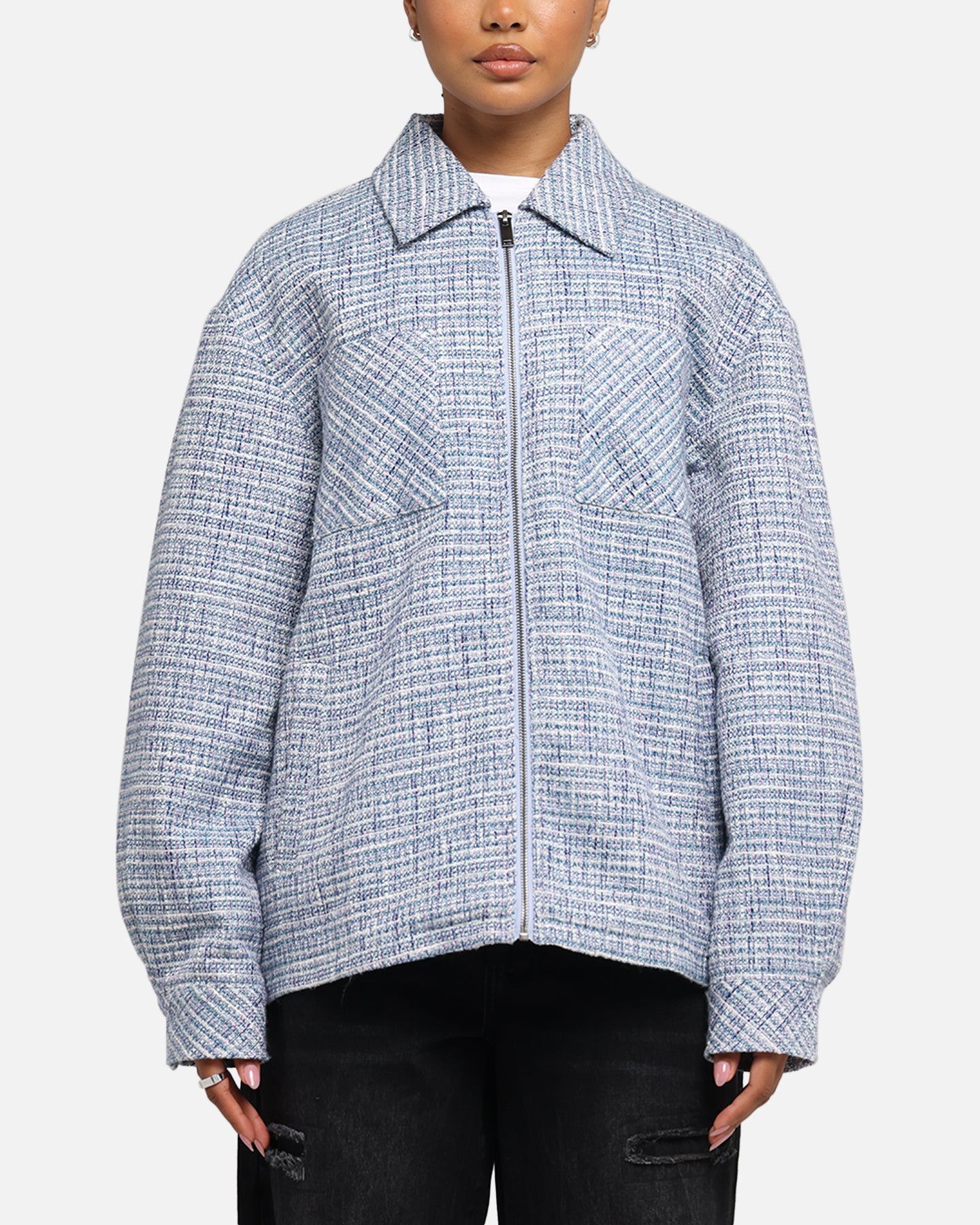 XXIII Boucle Tweed Zip Jacket Teal/Blue/Purple、mySite、zt4zffjzw