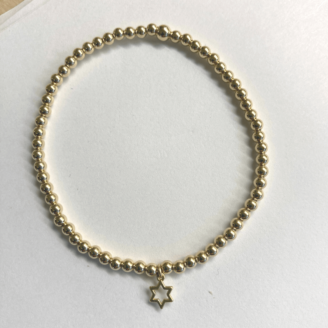 Gold Beaded Bracelet with Open Star of David、mySite、topwebapps