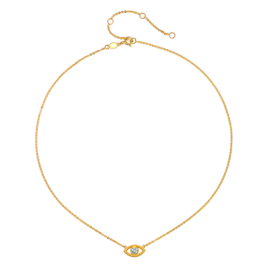 Evil Eye Blue Topaz Gold Choker Necklace、mySite、topwebapps