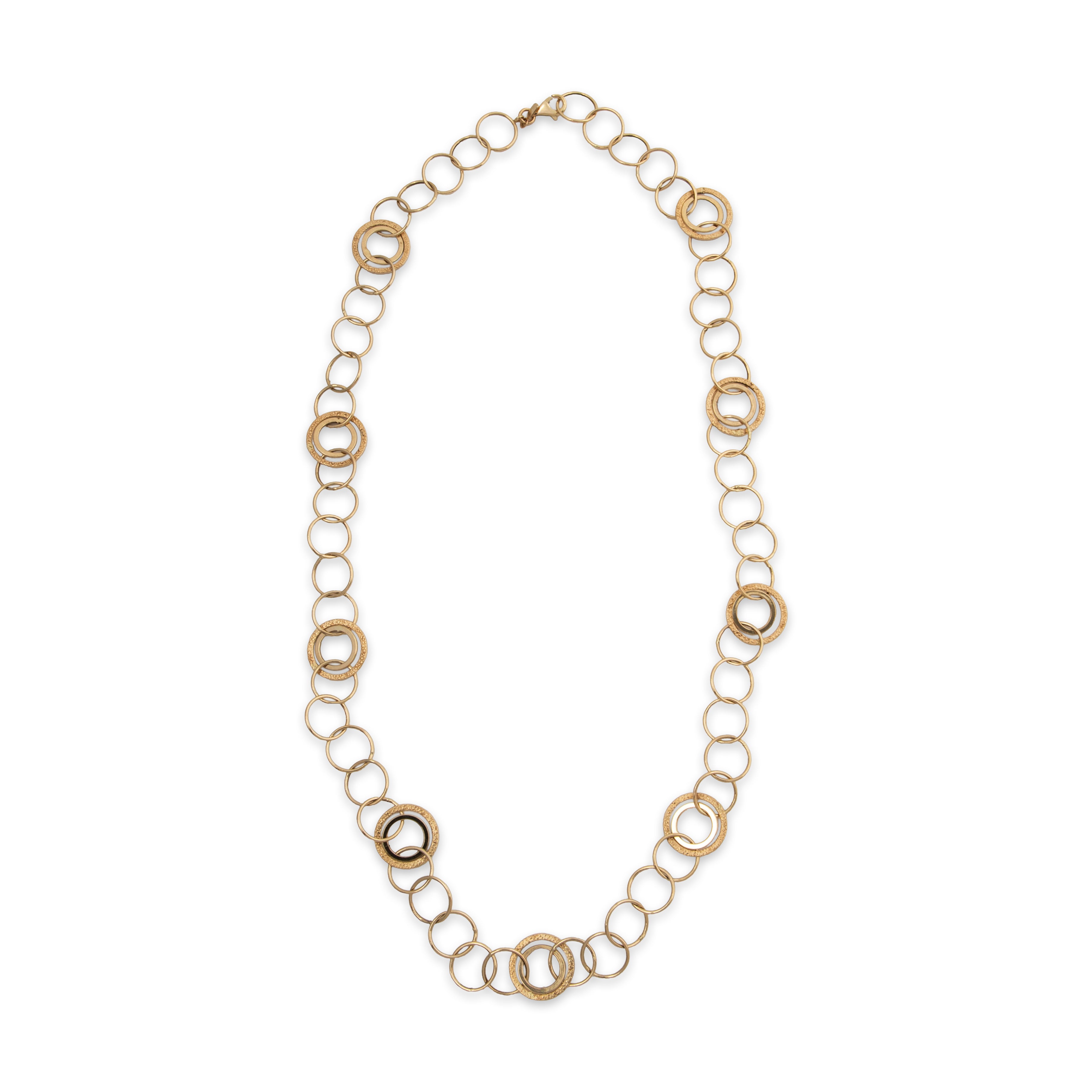 Vintage Lightweight 14k Yellow Gold Textured Circles Statement Necklace 24、mySite、hinf8tx79