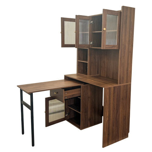 Home Office Computer Desk with Hutch, Antiqued Black finish、、casual