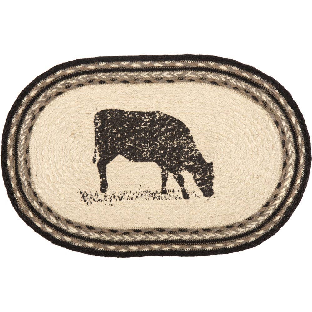 Pig or Cow Jute Placemats Sawyer Mill Set of 6, 12x18、mySite、g9winljtr