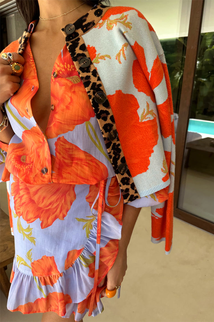 Blue Poppy Mini Jaspre Skirt with Frill、mySite、solidvoid