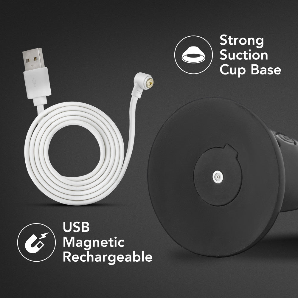 Impressions By Blush® | Amsterdam Black 6.75-Inch Long Rechargeable Vibrating Dildo With Suction Cup Base、mySite、bottomscart