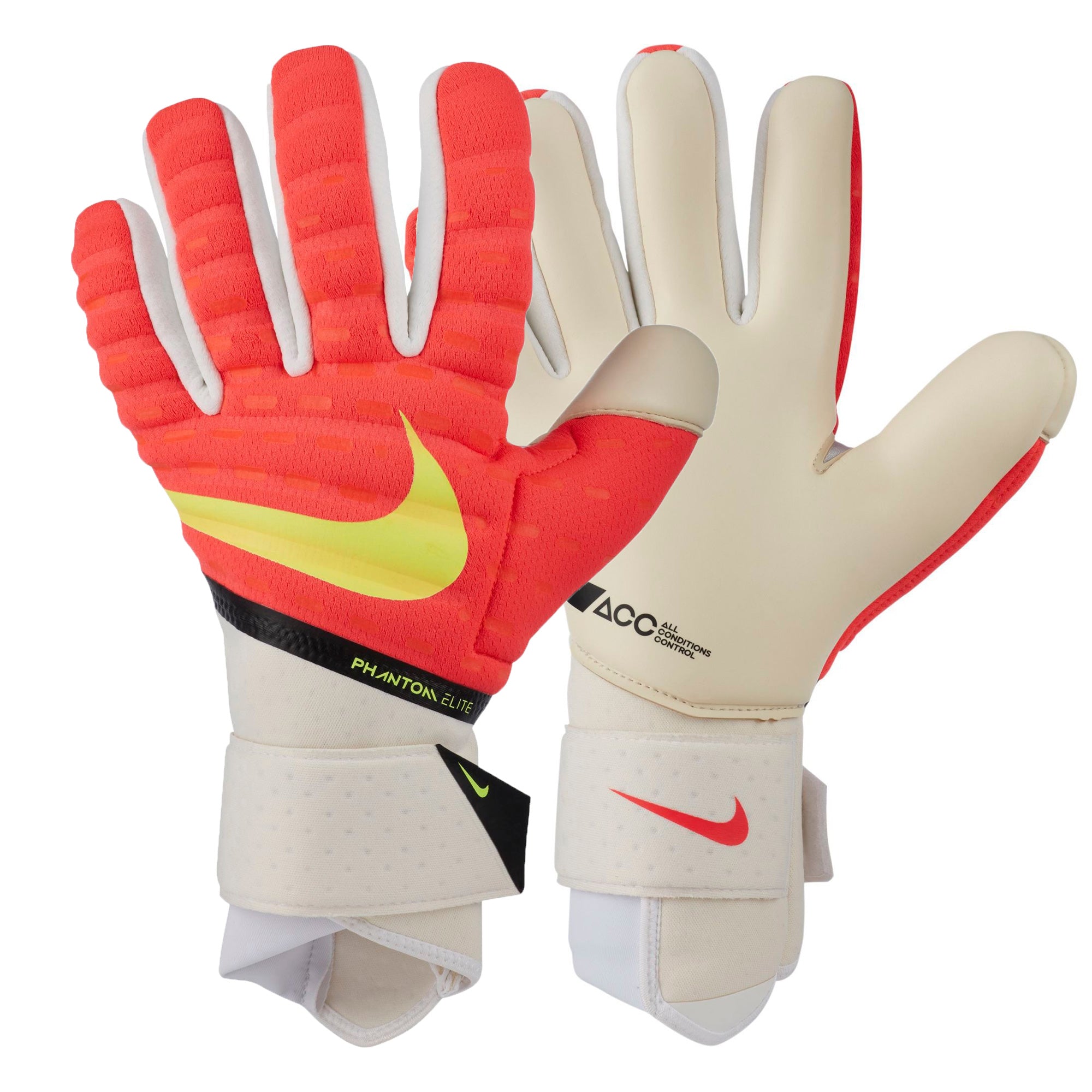 Nike Men's Phantom Elite Goalkeeper Gloves Red/White/Yellow、mySite、noshort