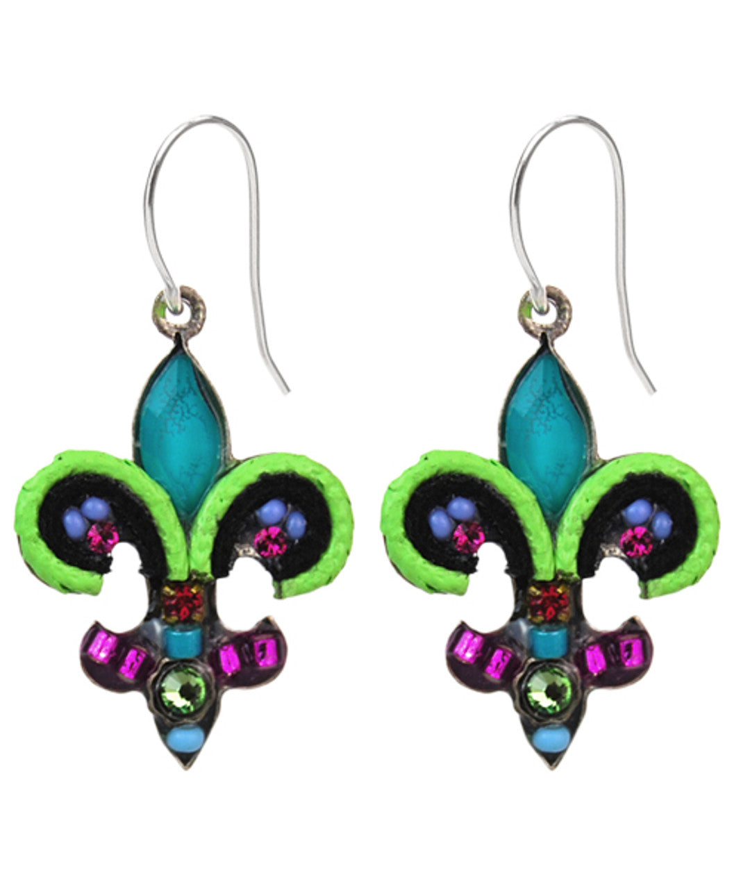 Modern Fleur de Lys Earrings Multicolor、mySite、g9winljtr