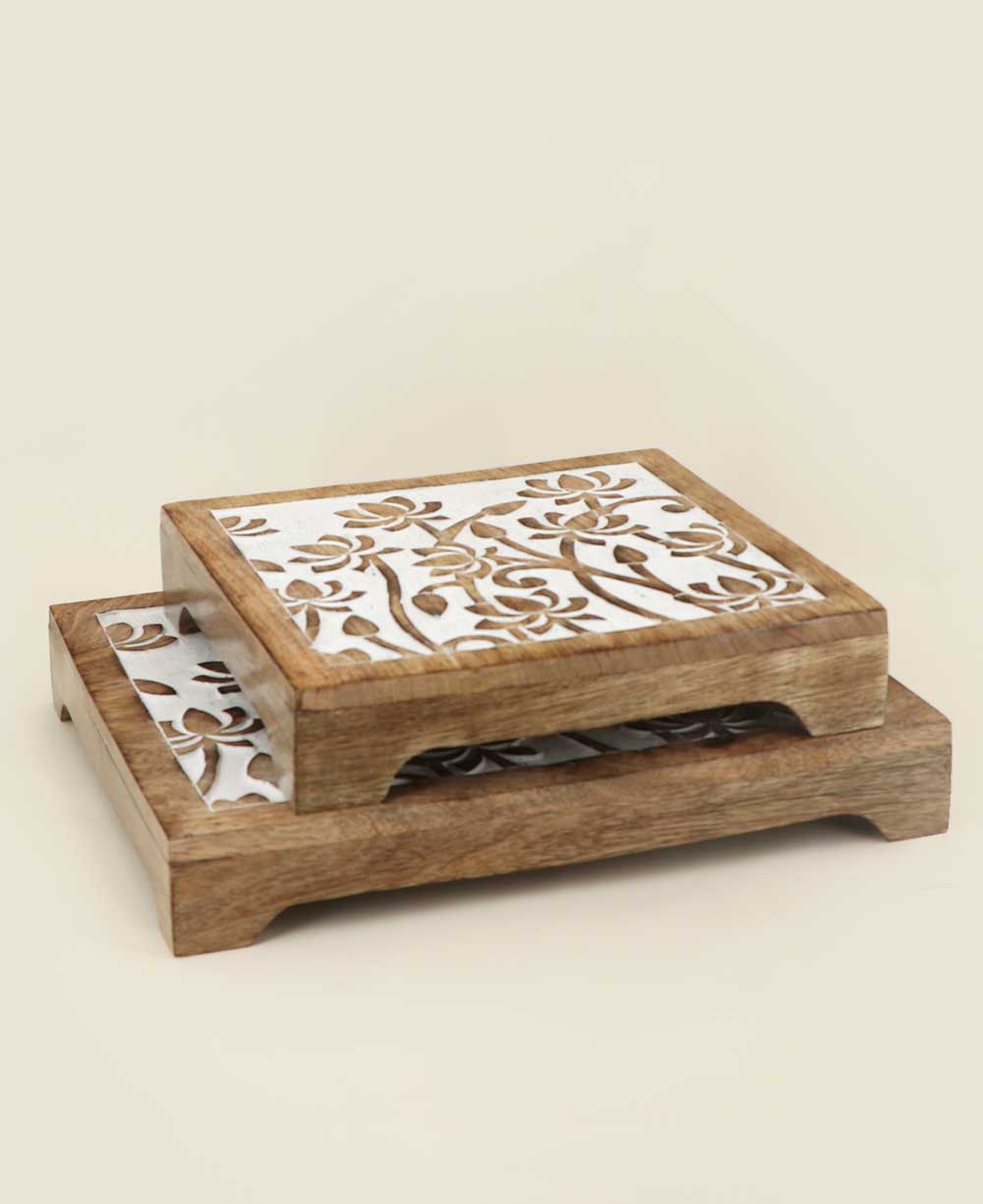 Fairtrade Sustainable Wood Lotus Risers And Statue Stands、mySite、topwebapps