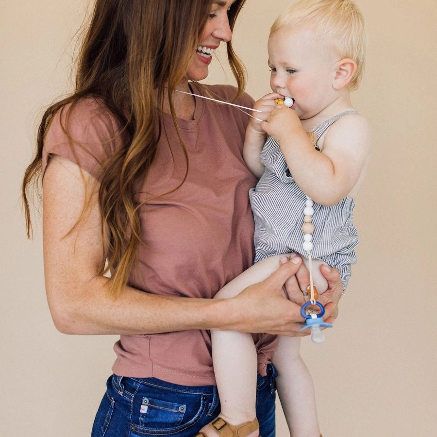 Classic Pacifier Clip - Wood + Moonstone、mySite、g9winljtr