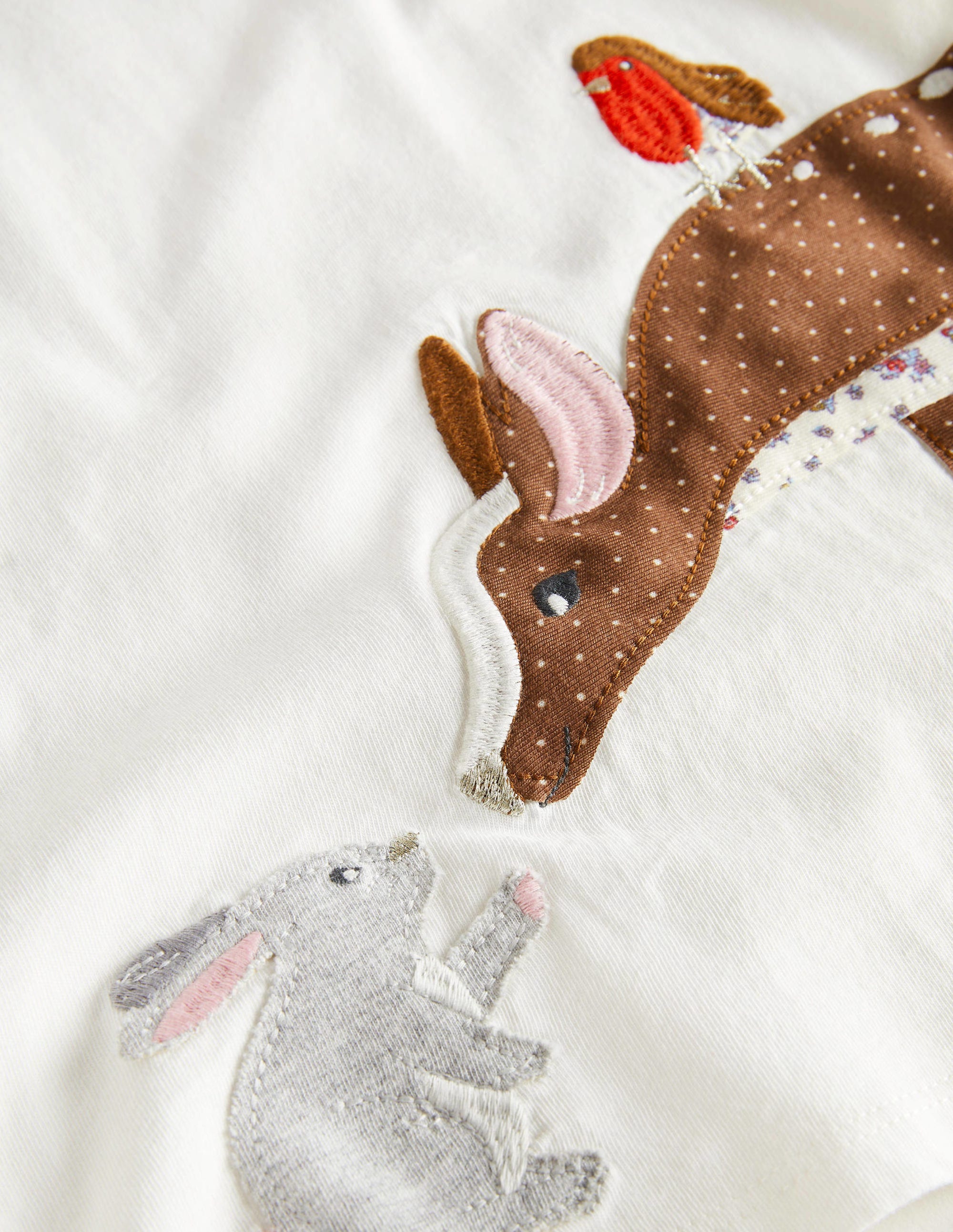  Pretty Appliqu茅 T-Shirt-Ivory Woodland Animals、mySite、ashleygrahame