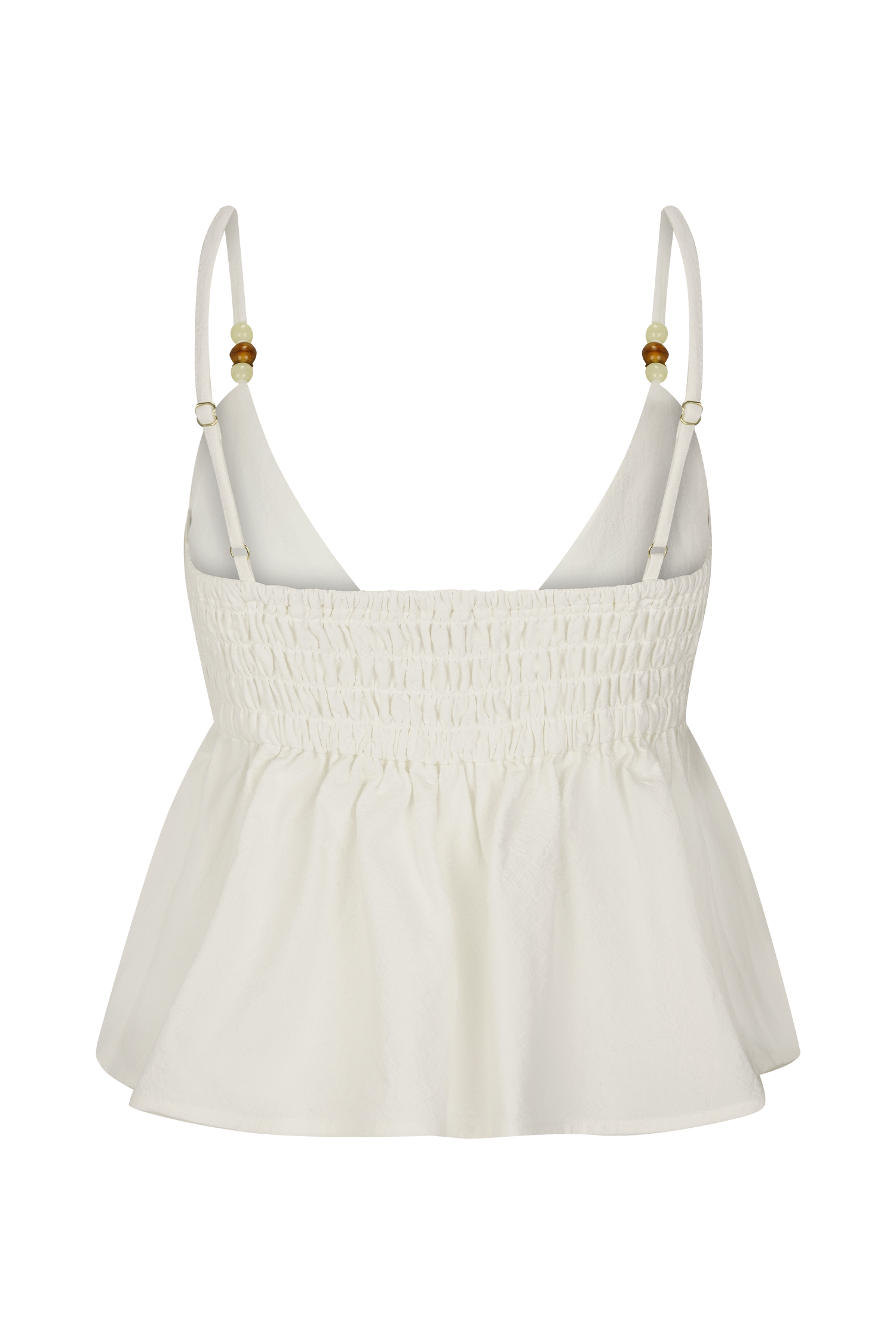 Janayia Cotton Beaded Top - White、mySite、solidvoid